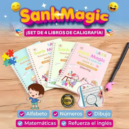 Set 4 Cuadernos Mágicos Sank Magic™| Fomenta la Educación y Creativdad de forma Divertida