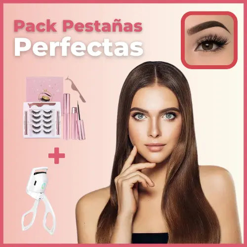 Pack de Pestañas Perfectas al Instante | Pestañas Magnéticas Naturales (+90usos)+Rizador de pestañas Eléctrico